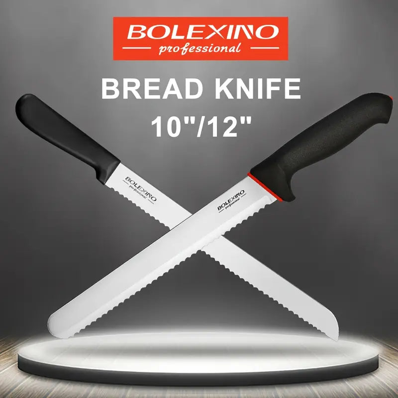 10/12 Inch Serrated Bread Knife – Stainless Steel Wavy Edge Knife for Bread, Cake & Crusty Loaves
