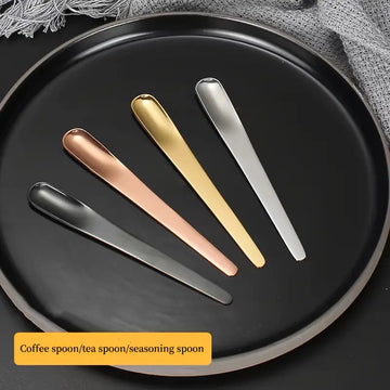 6pcs Stainless Steel Mini Spoons – Yogurt, Coffee, Dessert & Ice Cream Stirring Set (Silver/Gold/Rose Gold/Black)