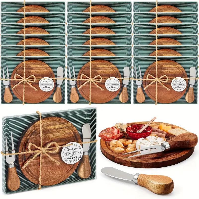 Maxcheck 18-Piece Bridal Shower Mini Cheese & Charcuterie Board Set with Knives, Forks, and Gift Boxes