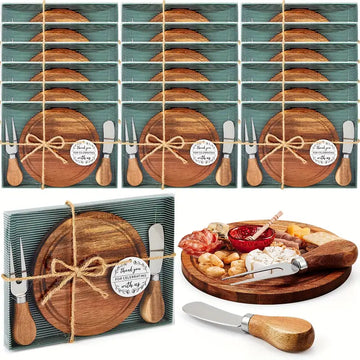 Maxcheck 18-Piece Bridal Shower Mini Cheese & Charcuterie Board Set with Knives, Forks, and Gift Boxes