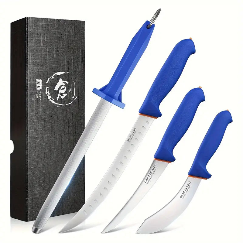 Premium Butcher Knife Set – Brisket Trimming with Boning, Skinning & Breaking Knives + Sharpening Steel