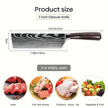 7-Inch Nakiri Knife | Professional Stainless Steel Chef Knife with Ergonomic Pakkawood Handle