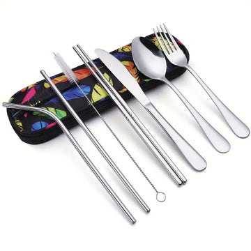 Portable Travel Utensils | Reusable Silverware Set with Waterproof Case for Camping, Lunch Boxes & Picnics