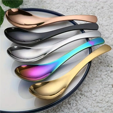 1/3/5PCS Stainless Steel Kitchen & Dessert Spoons – Soup, Coffee, Ice Cream, and Serving Spoon Set, Dishwasher Safe (Golden, 16.6cm / 6.5