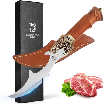 Professional Kitchen Meat Cleaver Knife – Premium Steel Butcher Knife for Meat & Vegetable Chopping with Leather Sheath