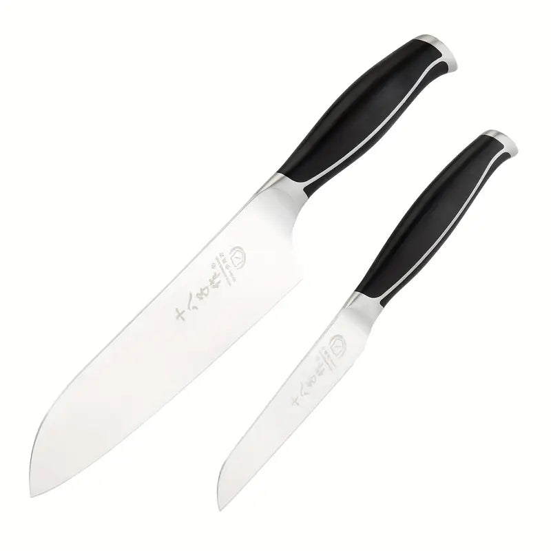 SHI BA ZI ZUO Kitchen Knife Set – 2 High-Quality Stainless Steel Knives with Anti-Slip Handles