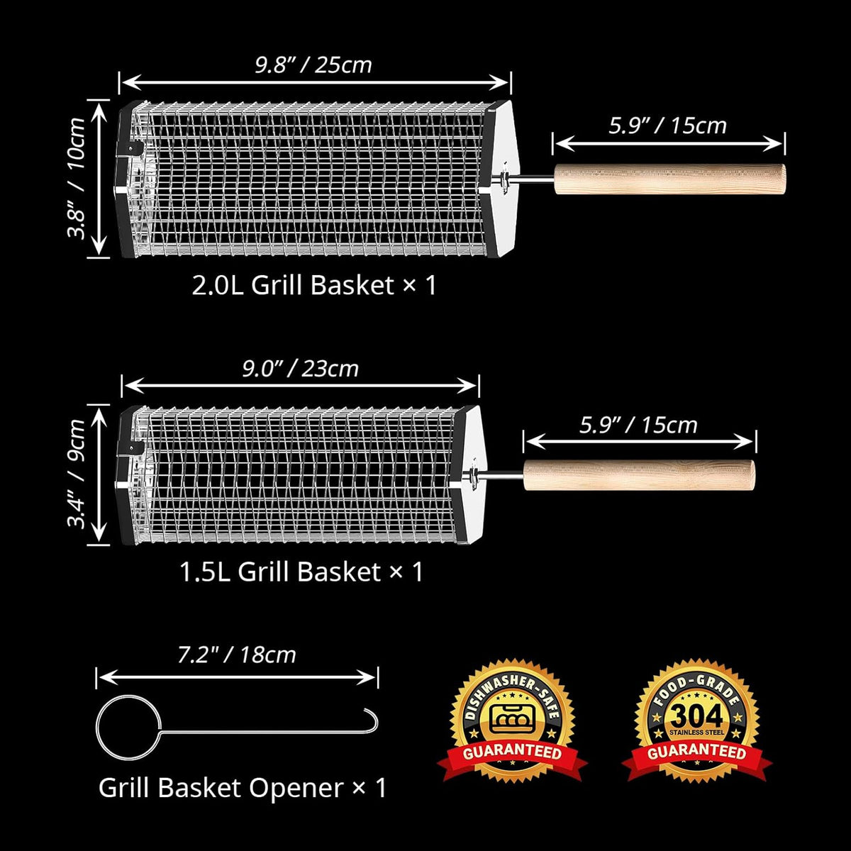 Stainless steel grill basket for vegetables on barbecue