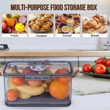 Bread bin with adjustable air valve for controlled food storage