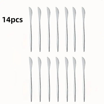 14pcs Golden & Silvery Stainless Steel Steak Knife Set – Dishwasher Safe, Elegant Tableware for Home & Restaurant
