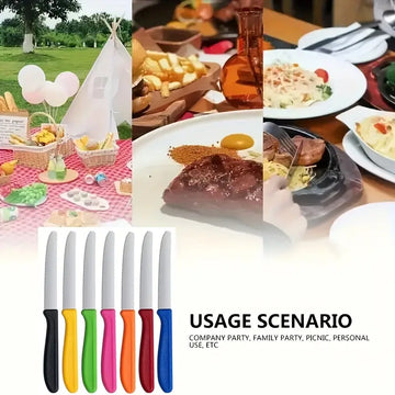 2/6/10pcs Stainless Steel Cutlery Knife Set – Serrated Bread, Cheese, Tomato & Snack Knives | Durable Tableware | Dishwasher Safe