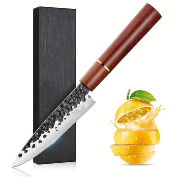 5-Inch Japanese Hand-Forged Paring Knife – High Carbon Steel with Rosewood Handle, Razor-Sharp Blade