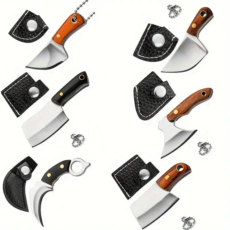 Portable Mini Stainless Steel Knife Set – 2.36-Inch Pocket Knives with Keychain, Outdoor Bottle & Package Opener, Ideal for Cooking & Travel Adventures