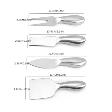 4-Piece Stainless Steel Cheese and Baking Tool Set – Cheese Knife, Butter Spatula, Cake Slicer and Pizza Server