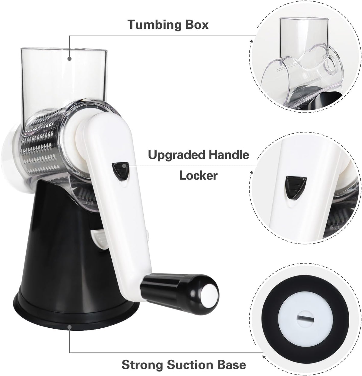 Rotary grater for cheese and vegetables