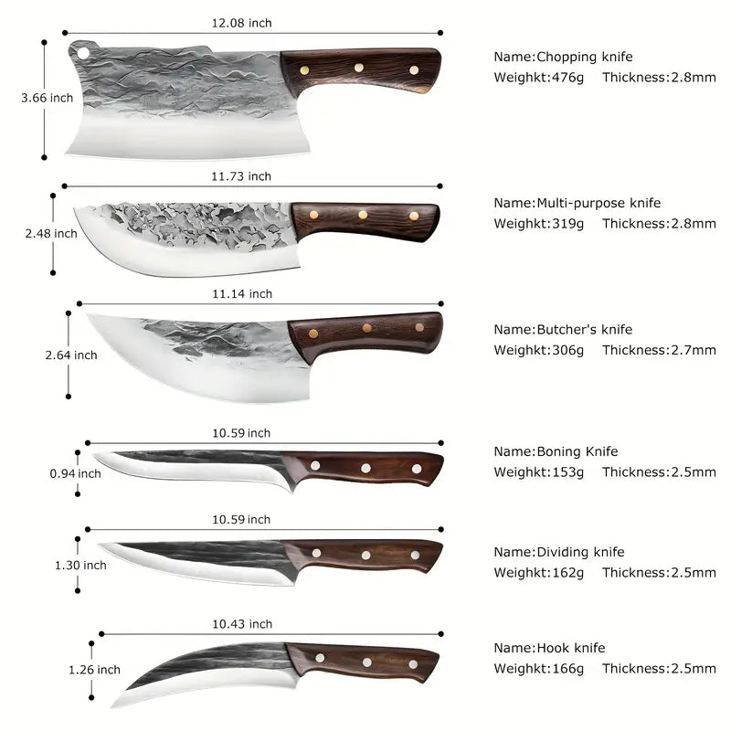Chef and Butcher Knife Set for Meat Cutting
