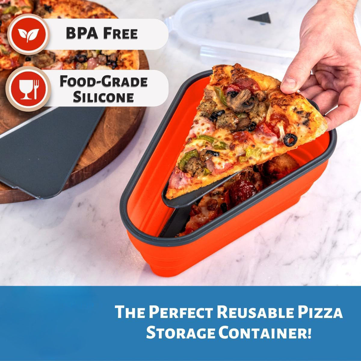 Collapsible pizza storage box for refrigerator organization