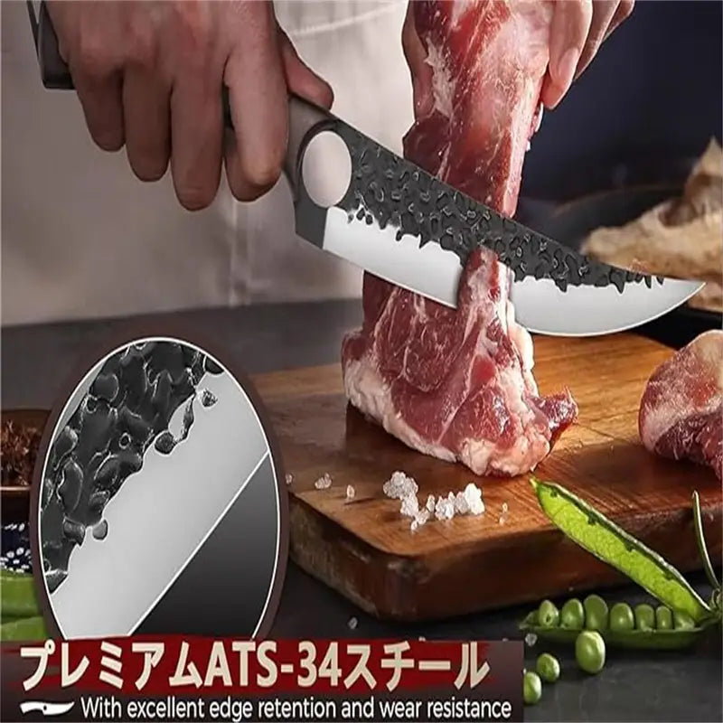 Complete Hand-Forged Kitchen Knife Set for Cooking