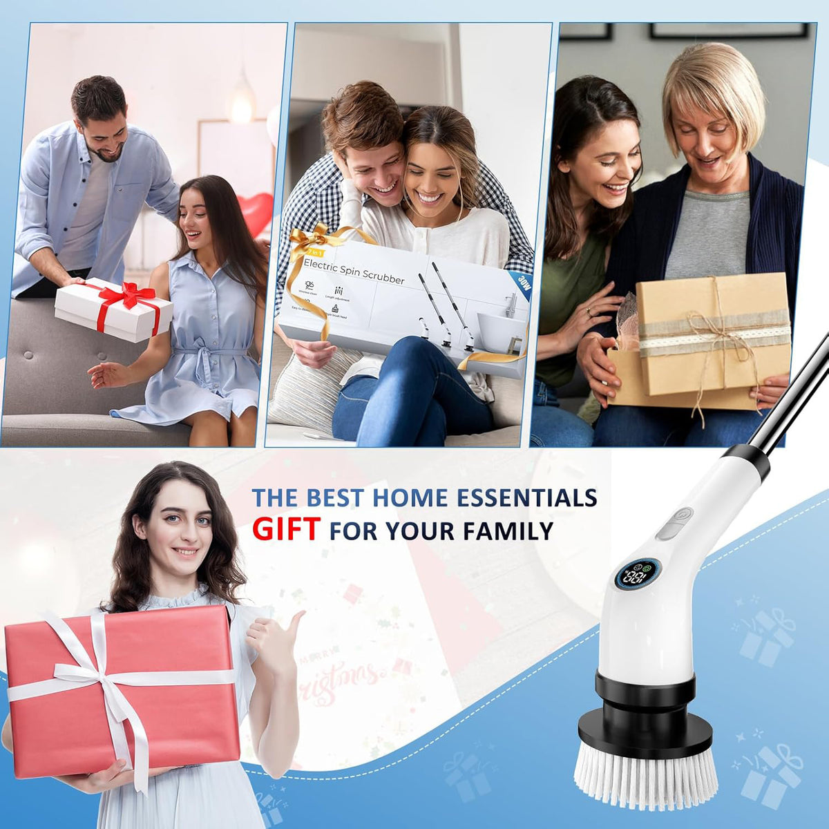 Cordless power scrubber for bathroom and floor