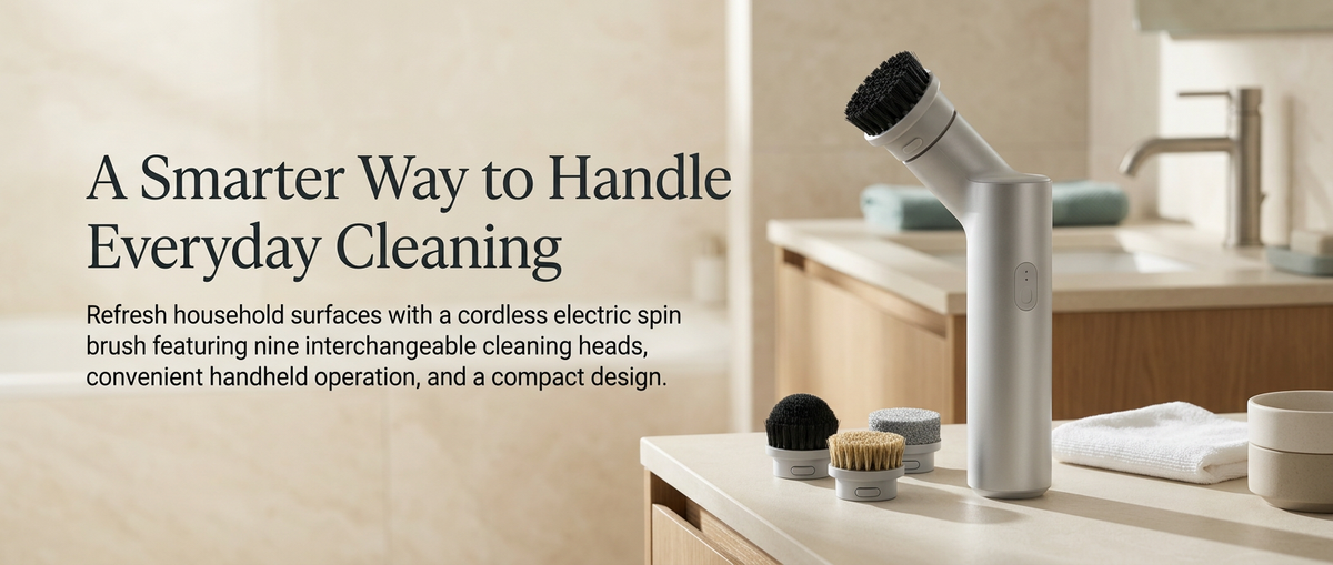 Cordless Electric Spin Scrubber with 9 Brush Heads – Handheld Cleaning Brush for Bathroom, Kitchen & Household Surfaces