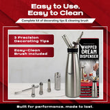 Cream whipper creating foam for coffee and beverages