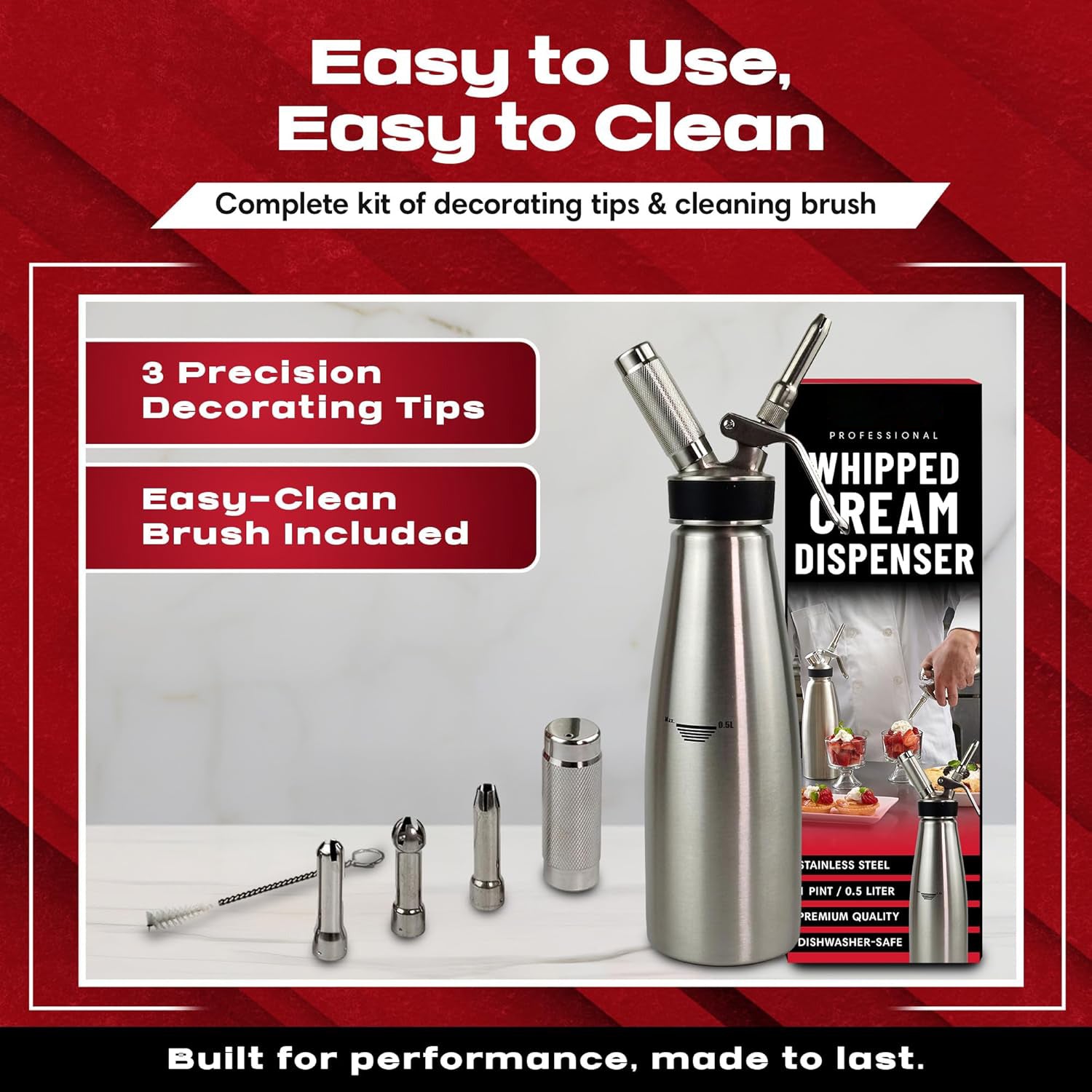 Cream whipper creating foam for coffee and beverages