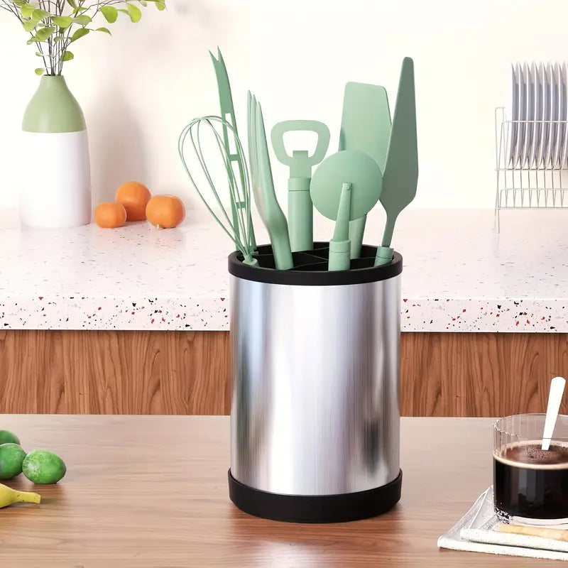 YUHUPHYLLIC 360° Rotating Stainless Steel Kitchen Storage Rack