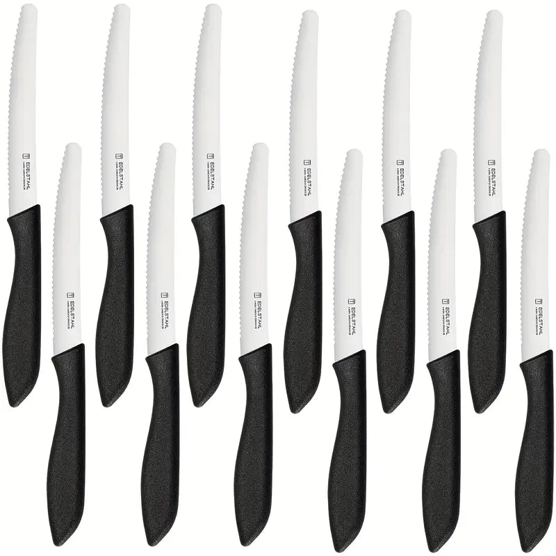 12pcs Kitchen Knife Set – Steak, Tomato, Snack & Bread Knives | Premium Stainless Steel, Multi-Functional Table Knives, Dishwasher Safe