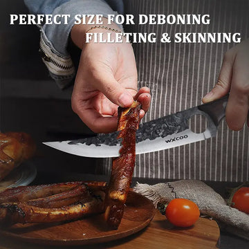 6-Piece Stainless Steel Knife Set – Handmade Forged Kitchen Knives with Covers for Meat, Cheese, Pizza, & More