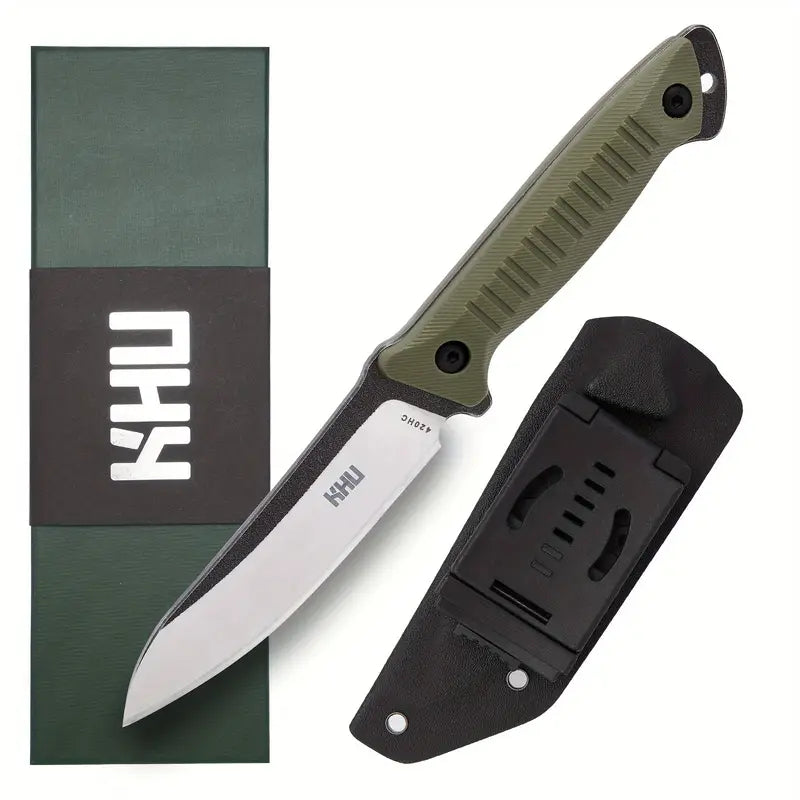KHU Fixed Blade Hunting & Survival Knife – 420HC Steel with Nylon Plastic Handle and Kydex Sheath (27A) for Outdoor, Camping, and Hunting Gear
