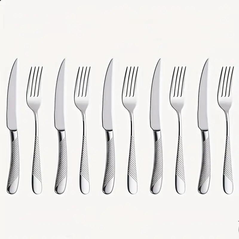 Ultra-Sharp Serrated Western Steak Knife Set – 6/10pcs, Thickened Stainless Steel, Dishwasher Safe