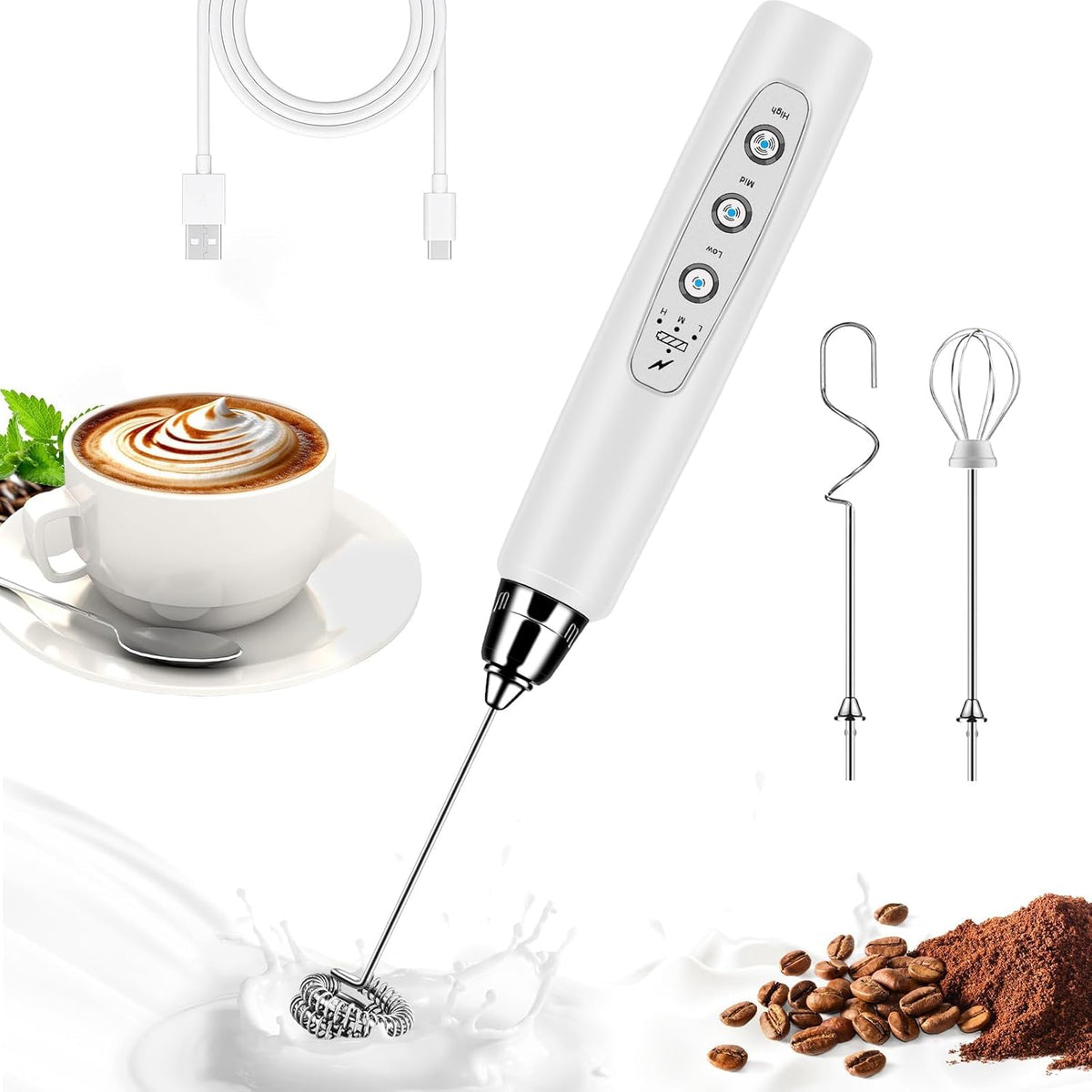 Handheld drink mixer electric whisk
