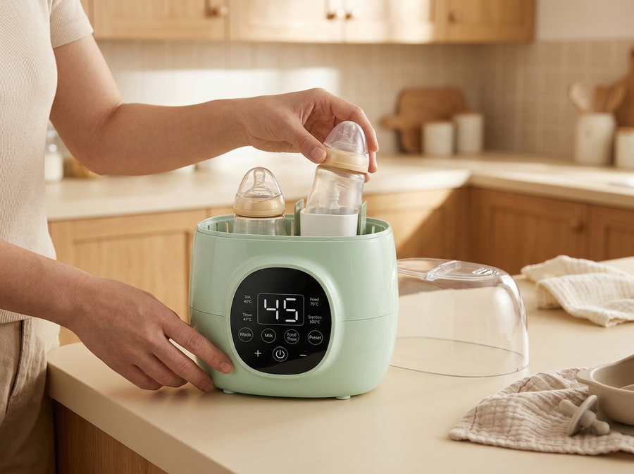 Dual Baby Bottle Warmer & Sterilizer – Digital Temperature Control for Infant Feeding Bottles