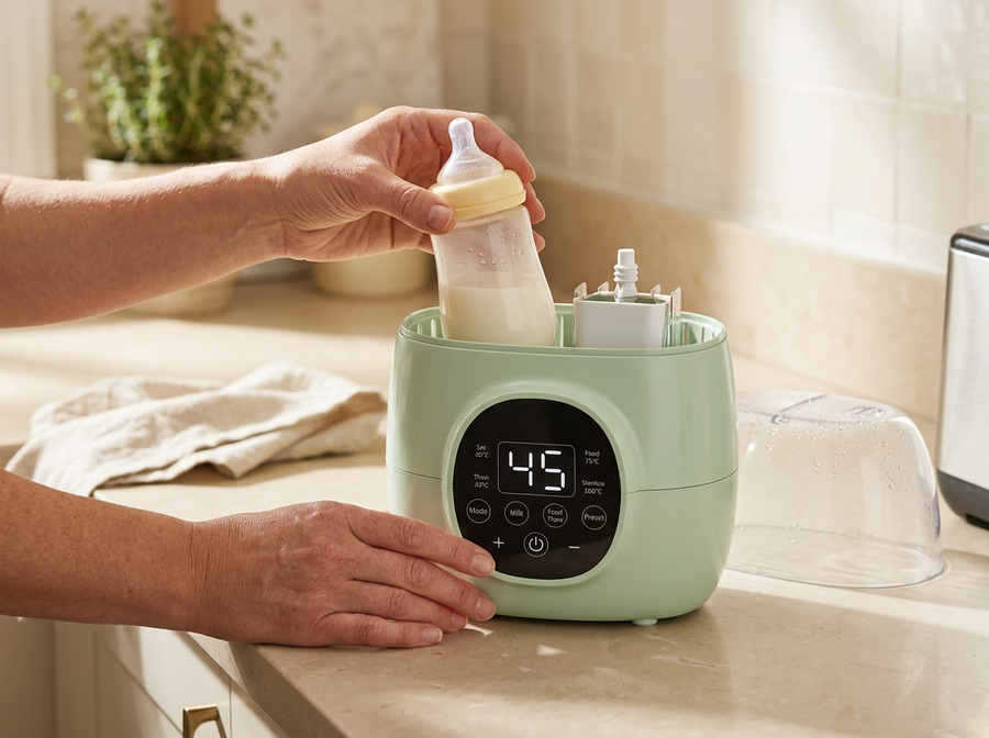 Dual Baby Bottle Warmer & Sterilizer – Digital Temperature Control for Infant Feeding Bottles