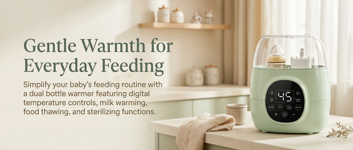 Dual Baby Bottle Warmer & Sterilizer – Digital Temperature Control for Infant Feeding Bottles