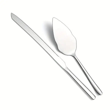 Elegant Stainless Steel Cake Server Set - 2pcs | Gold & Silver Pattern for Weddings, Parties, & Special Occasions