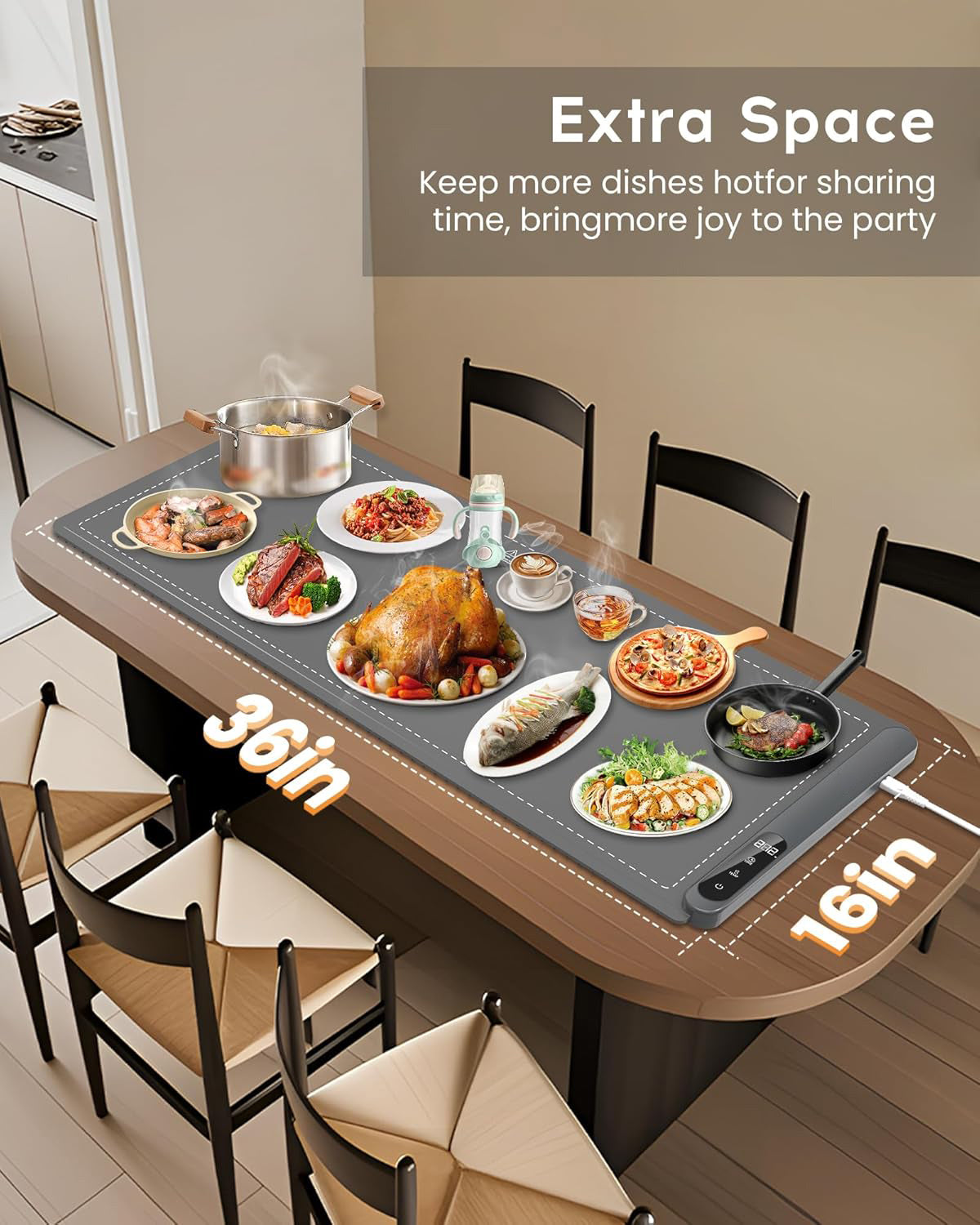 Easy to clean food warming mat surface