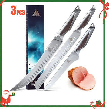 Premium 3-Piece Chef & Butcher Knife Set – German Steel Slicing, Carving & Fillet Knives with Ergonomic Handles