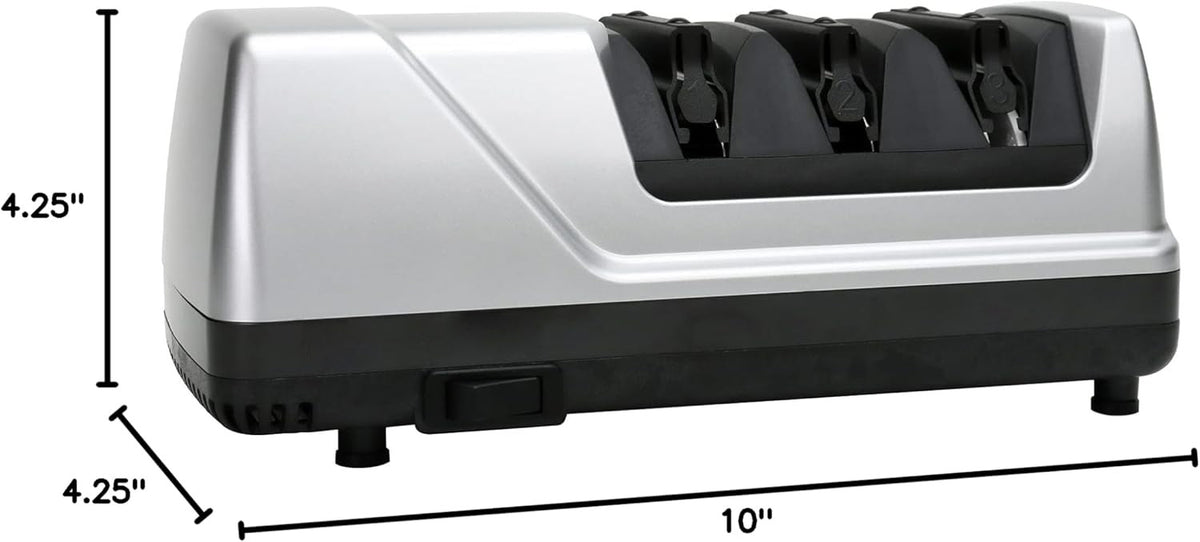 Electric knife sharpener used in home kitchen