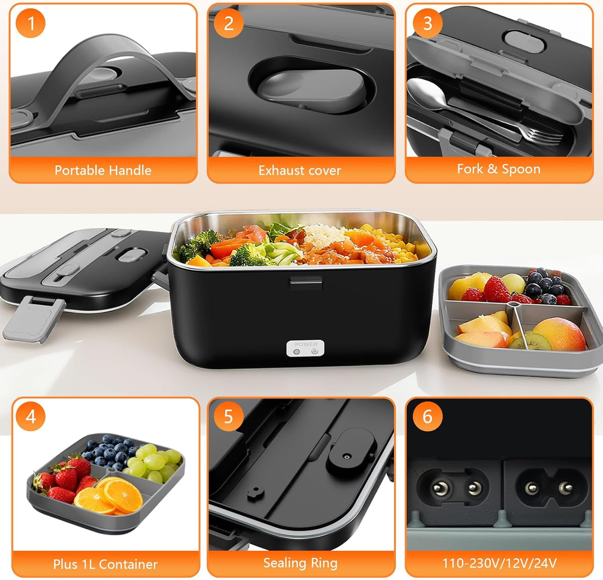 100W fast heating electric lunch box