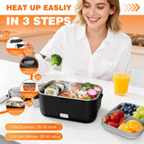 Electric lunch box with double layer food heating design
