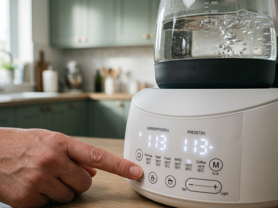 Electric Water Warmer with Digital Temperature Control – Glass Water Kettle with Keep Warm Function & Night Light