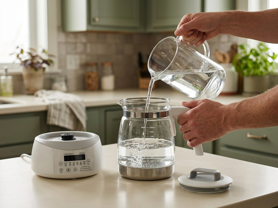 Electric Water Warmer with Digital Temperature Control – Glass Water Kettle with Keep Warm Function & Night Light
