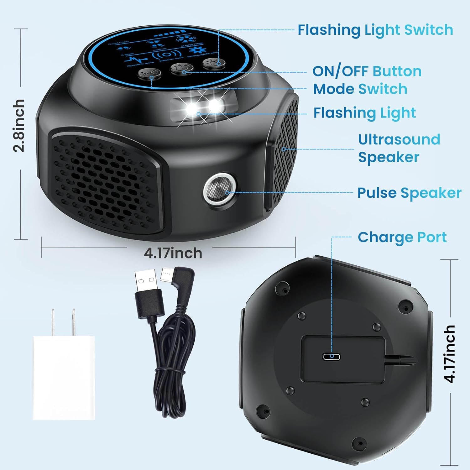 Electronic mouse repellent suitable for kitchen use