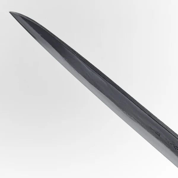 Ergonomic handle on Kurouchi Japanese chef knife