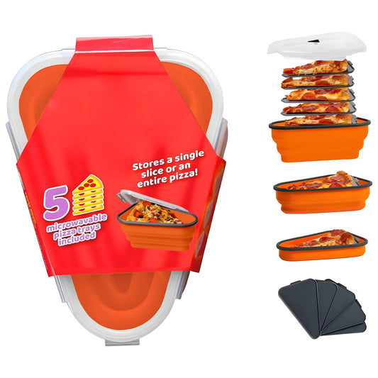 Expandable reusable pizza storage container with airtight lid