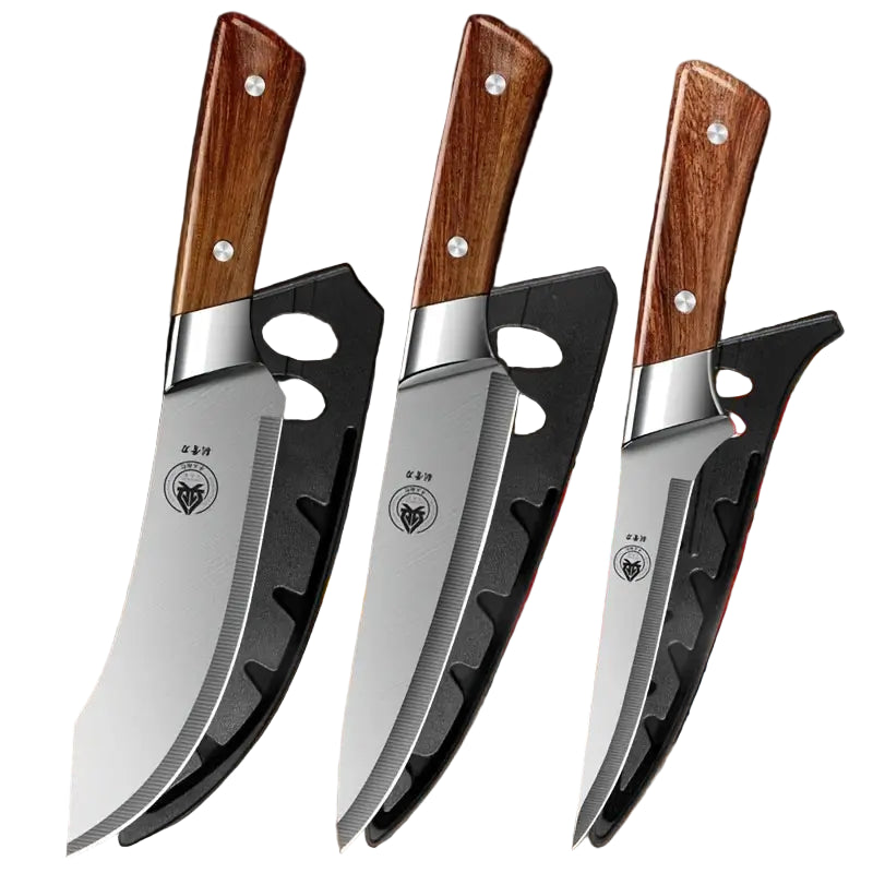 3-Piece Multifunction Butcher Knife Set – Professional Japanese Chef Knives for Meat, Fish & Vegetables