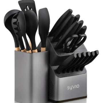 21-Piece Kitchen Knife Set with Block – High Carbon Stainless Steel, Ergonomic Handles, Self-Sharpening, and Dishwasher Safe