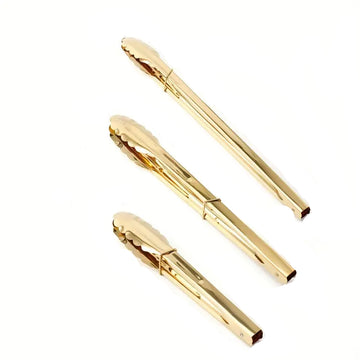 Heavy-Duty Gold-Plated Serving Tongs – 3pcs Stainless Steel Set for Salad, Bread & Buffet | Elegant Ramadan Kitchen Accessory