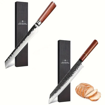 Japanese 9.7 Inch & 8 Inch Serrated Bread Knife Set – Ideal Father’s Day Gift for Baking Lovers
