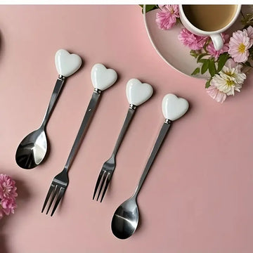 Luxury Stainless Steel Fork & Spoon Set – Mini Cutlery for Tea, Dessert & Travel | Perfect Gift for Women